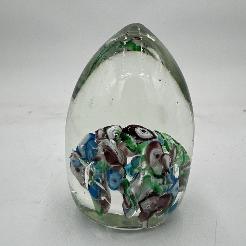 Blown Glass Paperweight Vintage Norleans Japan Multicolored
